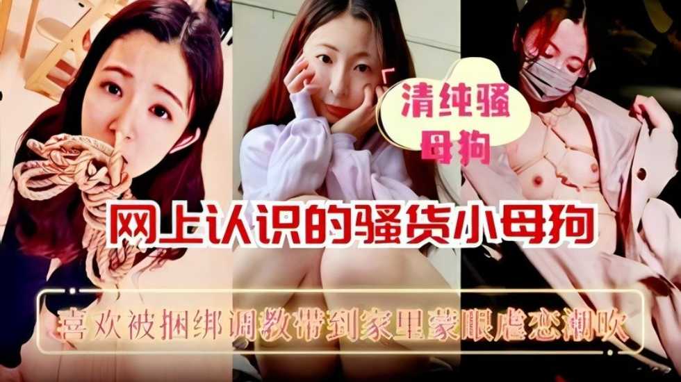 网上认识的骚货母狗喜欢被捆绑调教带到家里猛操