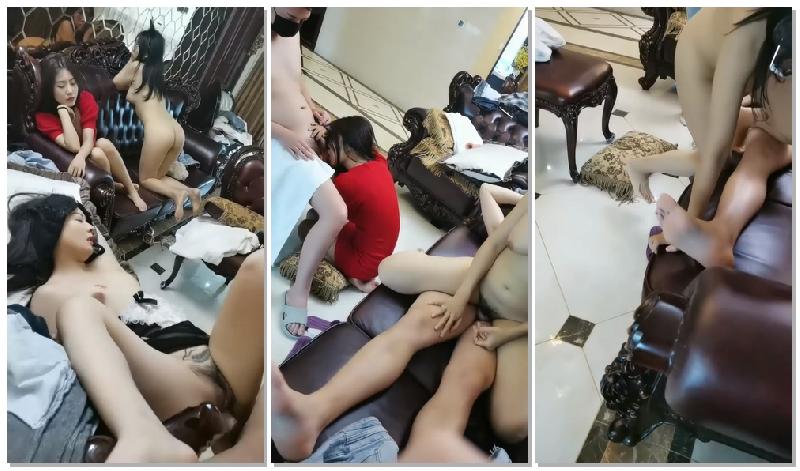 [本土無碼中文]三女兩男等待挨草的小寶貝，全程露臉沙發上激情啪啪，口交大雞巴讓小哥吃奶玩逼